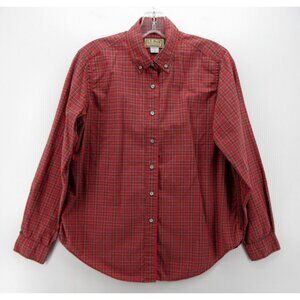 VINTAGE LL Bean Top 14 Button Down Plaid Woven Cottage Core USA 90s